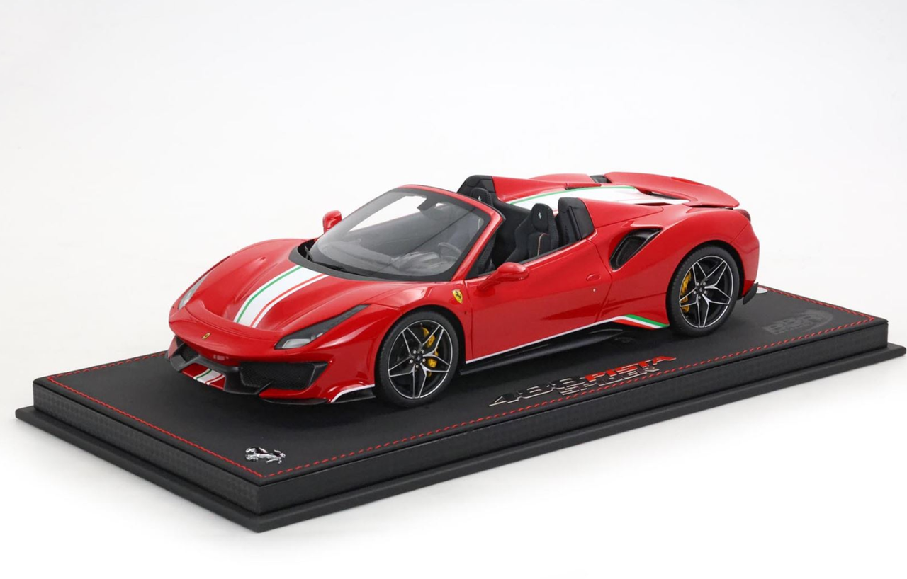 1/18 BBR Ferrari 488 Pista Spider (Rosso Corsa Red with Italian Flag) Car Model Limited 48 Pieces