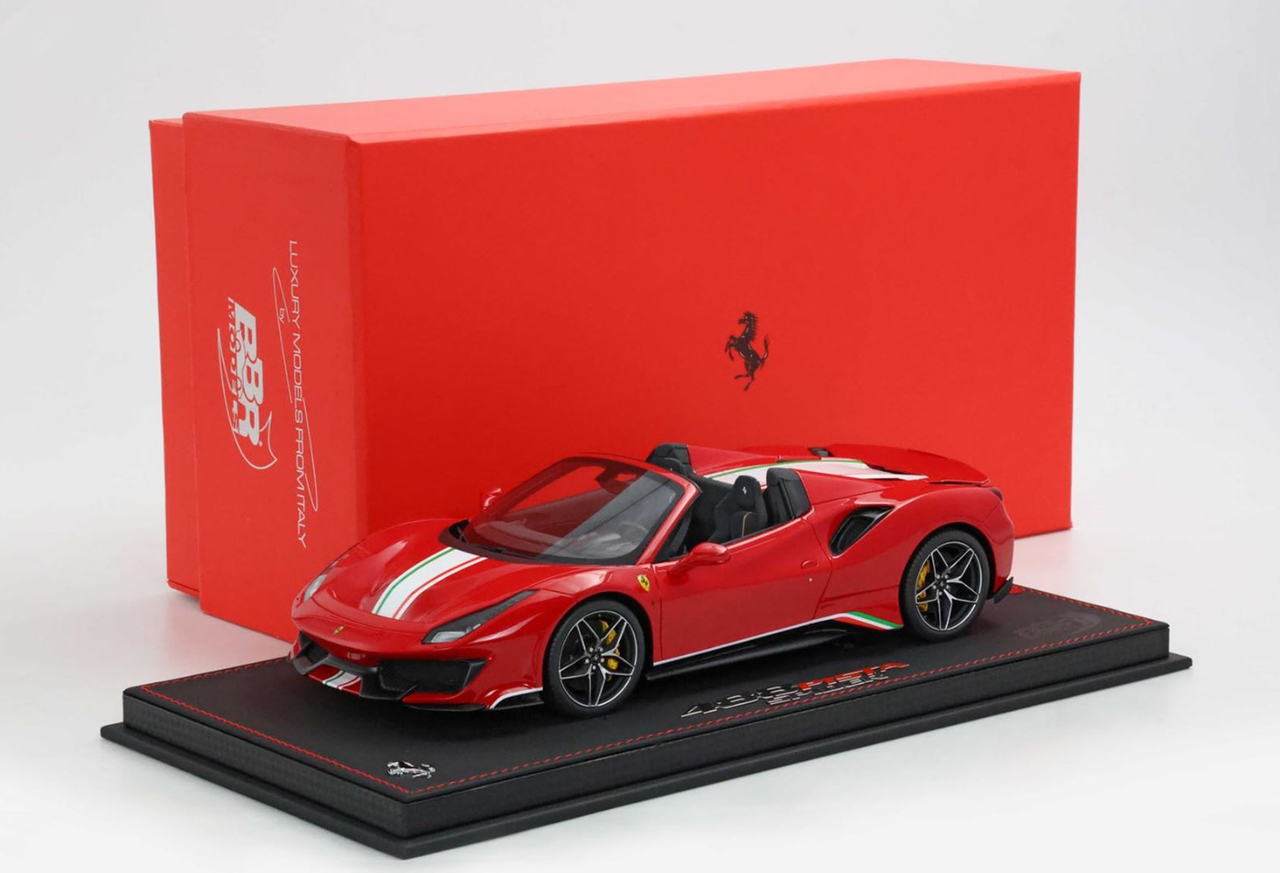 1/18 BBR Ferrari 488 Pista Spider (Rosso Corsa Red with Italian Flag) Car Model Limited 48 Pieces