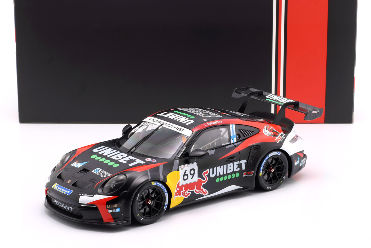 1/18 Ixo 2024 Porsche 911 GT3 Cup #69 Winner Zolder Porsche Carrera Cup Benelux RedAnt Racing Kalle Rovanperä Diecast Car Model