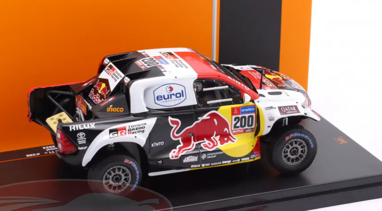1/43 Ixo 2023 Toyota GR DKR Hilux #200 Winner Rallye Dakar Toyota Gazoo Racing Nasser Al-Attiyah, Mathieu Baumel Diecast Car Model