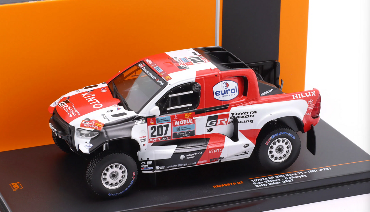 1/43 Ixo 2022 Toyota GR DKR Hilux #207 5th Rallye Dakar Toyota Gazoo Racing Giniel de Villiers, Dennis Murphy Diecast Car Model