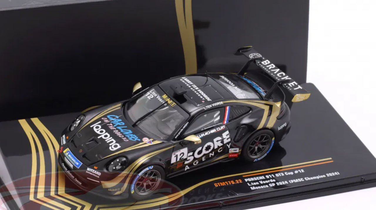 1/43 Ixo 2024 Porsche 911 GT3 Cup #12 winner Monaco Porsche Supercup Champion Schumacher CLRT Larry ten Voorde Diecast Car Model