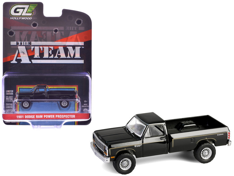 1981 Dodge Power Ram Prospector Pickup Truck Black "The A-Team" (1983-1987) TV Series "Hollywood Series" Release #43 1/64 Diecast Model Car by Greenlight