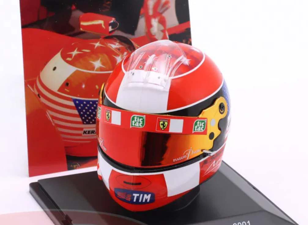 1/5 Spark 2001 Formula 1 Michael Schumacher Ferrari #1 2nd USA GP Formula 1 World champion 2001 Helmet Model