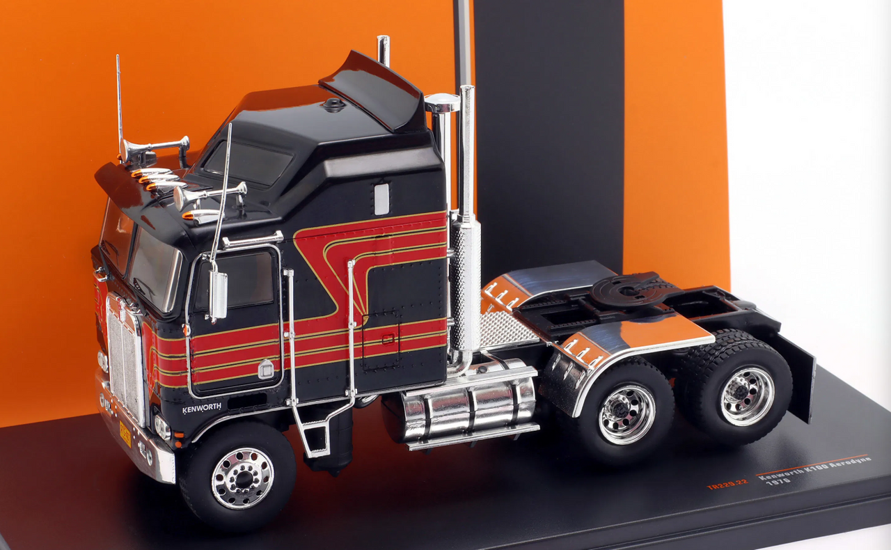1/43 Ixo 1976 Kenworth K100 Aerodyne Truck (Black & Red) Diecast Car Model