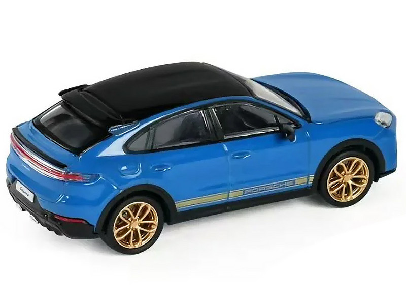 Porsche Cayenne Turbo GT Blue with Black Top and Gold Stripes 1/64 Diecast Model Car by Trends Hobby
