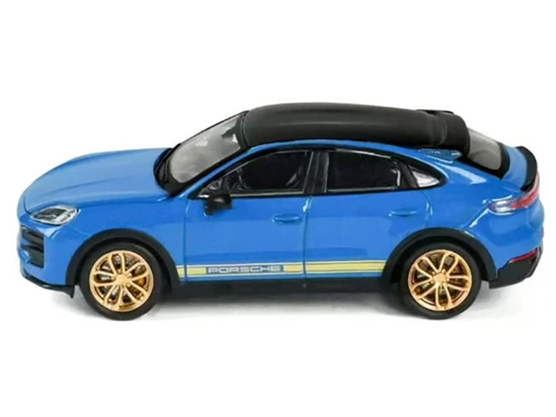 Porsche Cayenne Turbo GT Blue with Black Top and Gold Stripes 1/64 Diecast Model Car by Trends Hobby