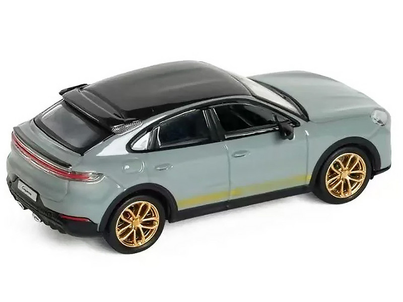 Porsche Cayenne Turbo GT Gray with Black Top and Gold Stripes 1/64 Diecast Model Car by Trends Hobby