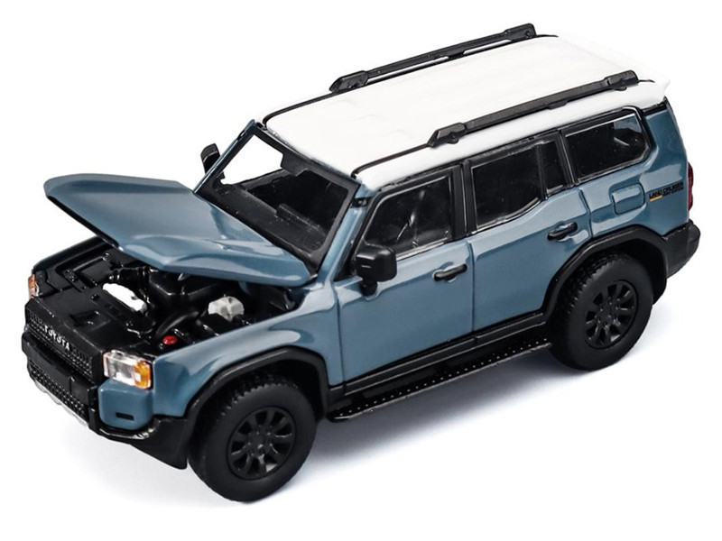 Toyota Land Cruiser 250 Blue with White Top 1/64 Diecast Model Car by Trends Hobby