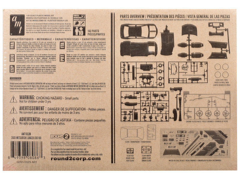 Skill 2 Model Kit 1995 Mitsubishi Lancer Evolution VIII 1/25 Scale Model by AMT