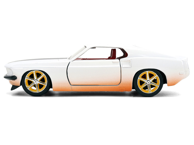 Roman's Ford Mustang White with Black Stripes and Red Interior