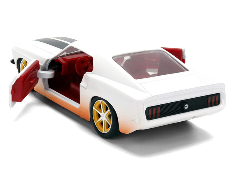 Roman's Ford Mustang White with Black Stripes and Red Interior (Dirty Version) "Fast & Furious" Movie "Fast & Furious 25th Anniversary" Series 1/32 Diecast Model Car by Jada