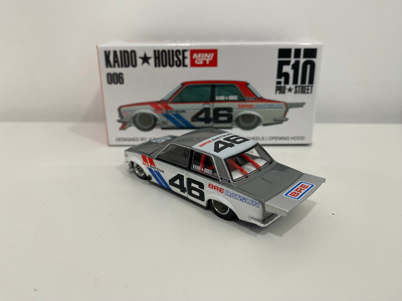 CHASE CAR 1/64 Kaido House Datsun 510 Pro Street Version 2 #46 "BRE" (Raw Metal Silver) (Designed by Jun Imai) "Kaido House" Special Diecast Car Model