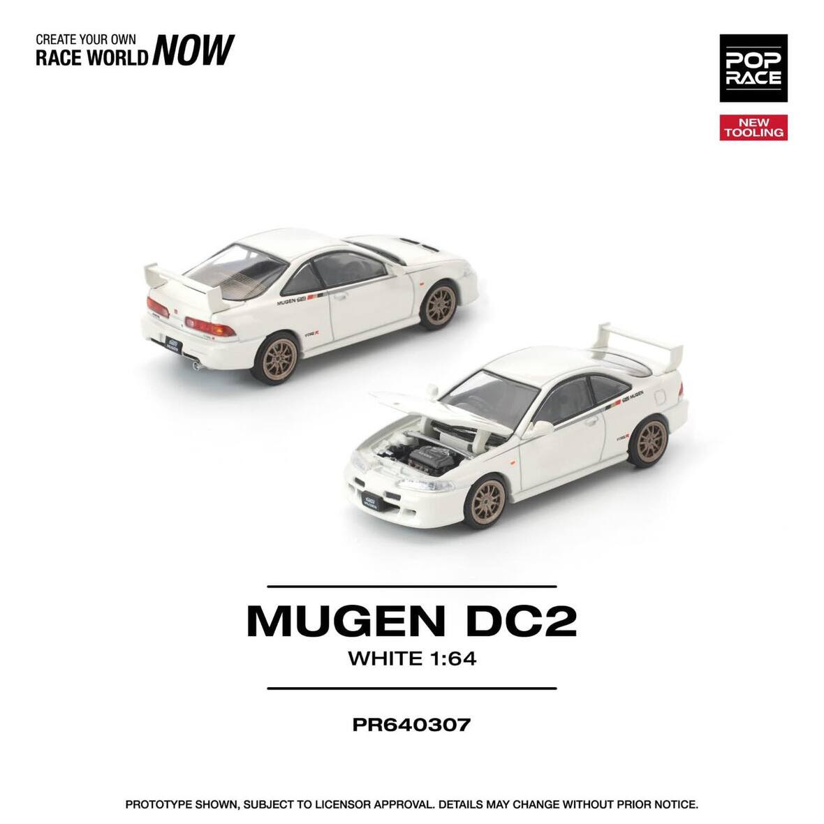 1/64 Mugen ホンダ Integra TYPER DC2 風 関村 改 1/64 Poprace Honda Integra Type R Mugen DC2 (White) Diecast Car