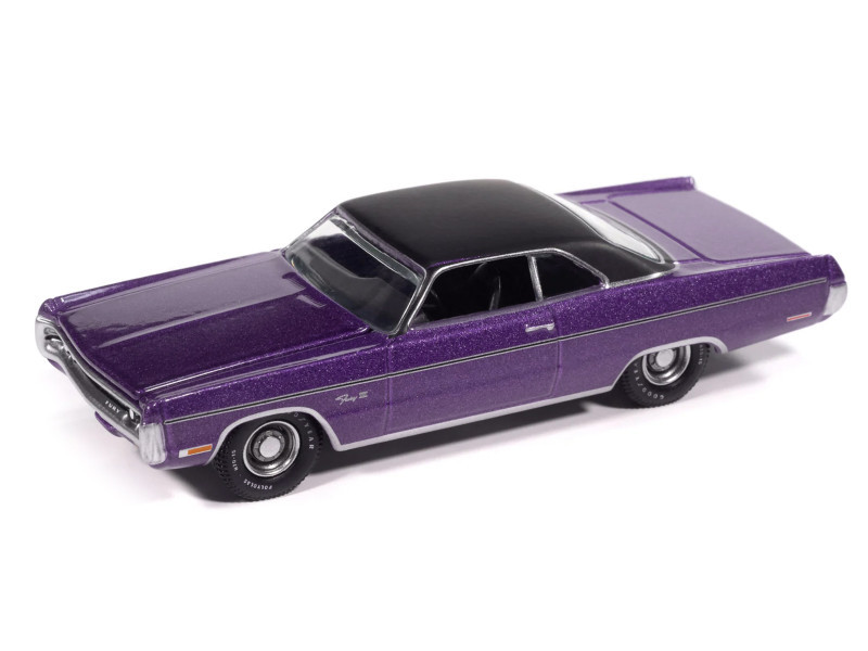1971 Plymouth Fury III In-Violet Metallic with Black Top "Vintage Muscle" Series 1/64 Diecast Model Car by Auto World