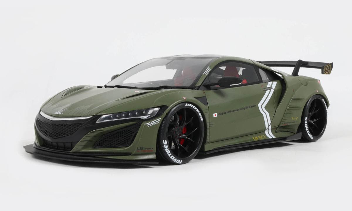 1/18ミニカー　ホンダNSX GTワイドボディーSSR深リムカスタム希少モデル 1/18 GT Spirit Honda NSX LB-Works Kaki Matte Green Car Model