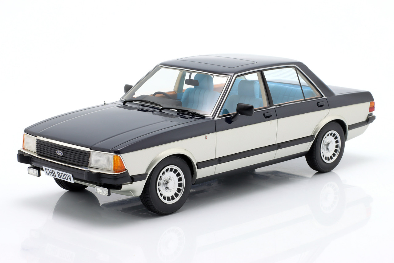 1/18 Cult Scale Models 1979 Ford Granada 2.8 Ghia Sapphire (Blue & Silver) Car Model