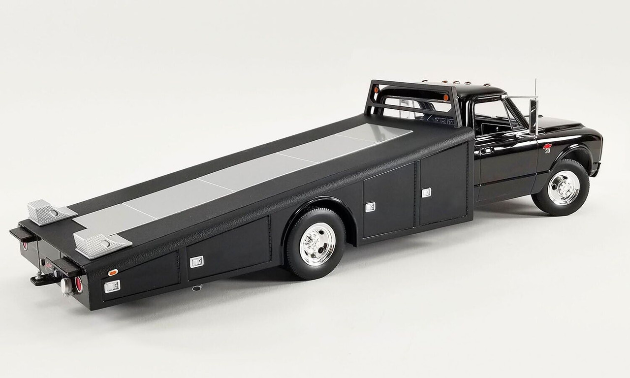 DAMAGED AS-IS 1/18 ACME 1967 Chevrolet C-30 C30 Ramp Truck (Gloss Black) Diecast Car Model Limited 500 Pieces