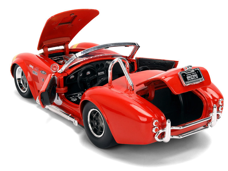 1965 Shelby Cobra 427 S/C #67 Red with Yellow Stripe "Bigtime Muscle" Series 1/24 Diecast Model Car by Jada