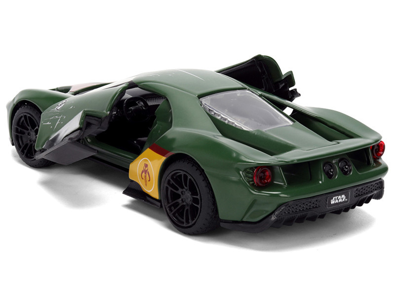 2017 Ford GT "Boba Fett" Livery Dark Green with Graphics "Star Wars" Franchise "Hollywood Rides" Series 1/32 Diecast Model Car by Jada