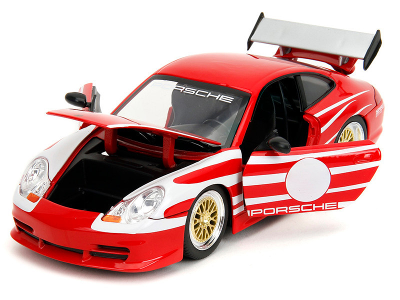 Porsche 911 GT3 (996) Red with White Graphics "Hyper-Spec" Series 1/24 Diecast Model Car by Jada