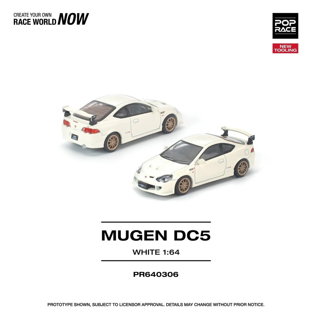 1/64 Poprace Honda Integra DC5 Mugen (White) Diecast Car Model