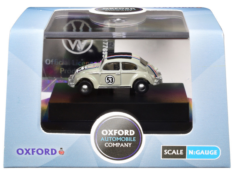 Volkswagen Beetle #53 Beige with Stripes and Black Top 1/148 (N) Scale Diecast Model Car by Oxford Diecast
