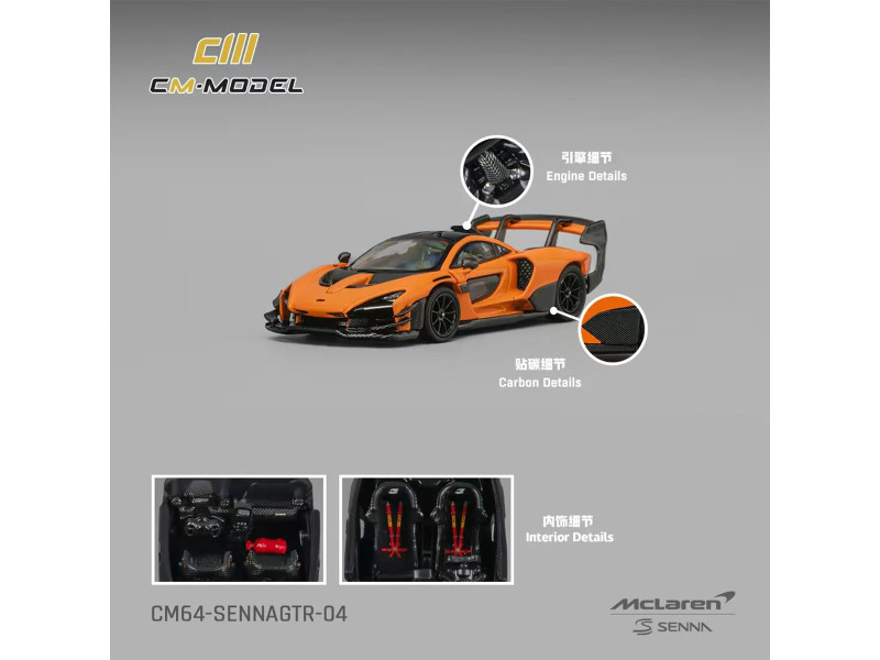 McLaren Senna GTR Orange Metallic with Carbon Hood and Black Top 1
