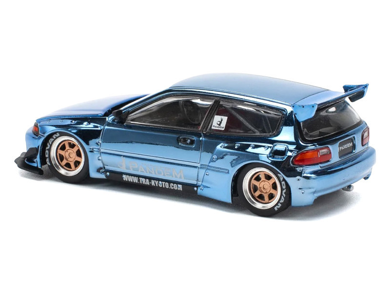 Pandem Civic EG6 RHD (Right Hand Drive) Blue Chrome 1/64 Diecast Model Car by Pop Race