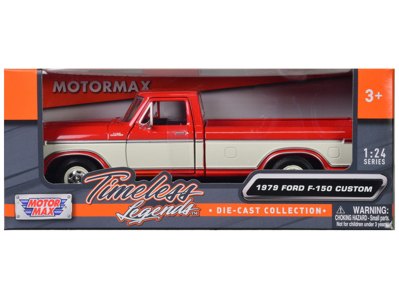 1/24 Motormax 1979 Ford F-150 Custom Pickup Truck (Orange & Cream