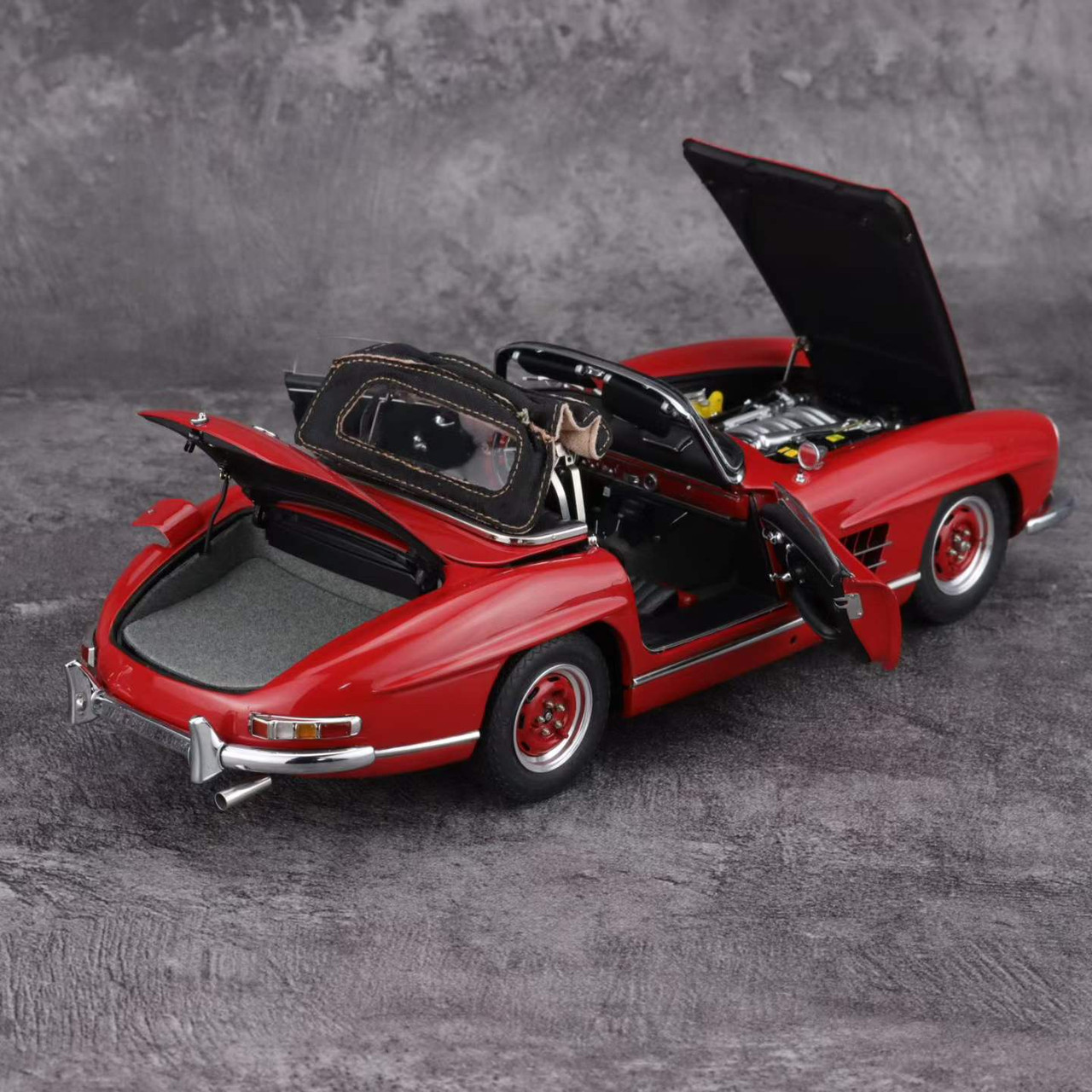 1/18 CMC 1957-1963Mercedes-Benz 300 SL W198 Roadster (Red with Black Interior & Functional Side Windows) Diecast Car Model