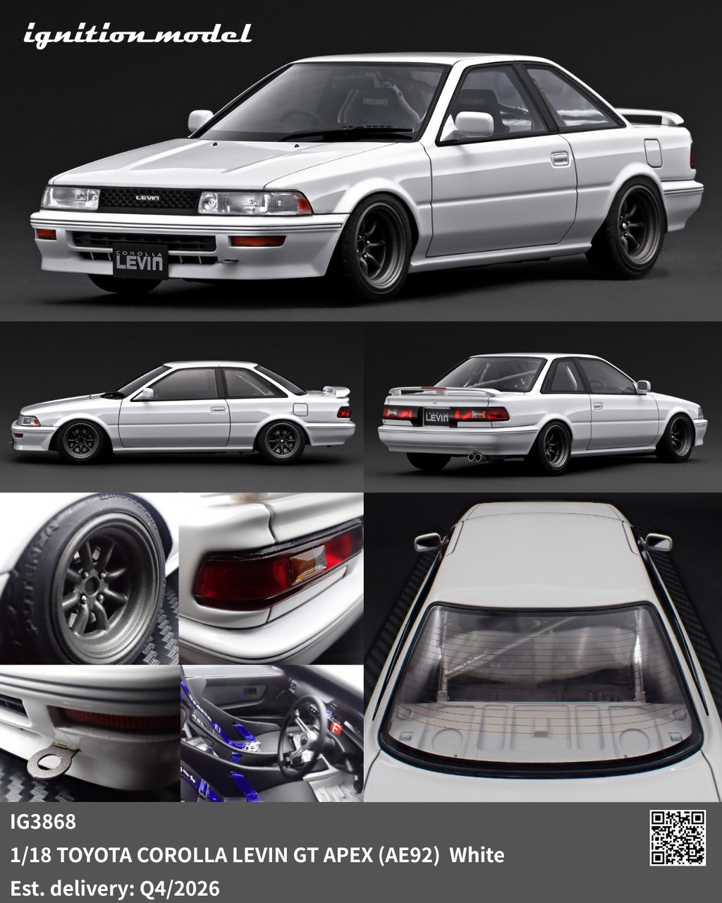 ミニカー ignition model Toyota Corolla Levin 1/18 IG Ignition Toyota Corolla Levin GT Apex (AE92) (White) Car