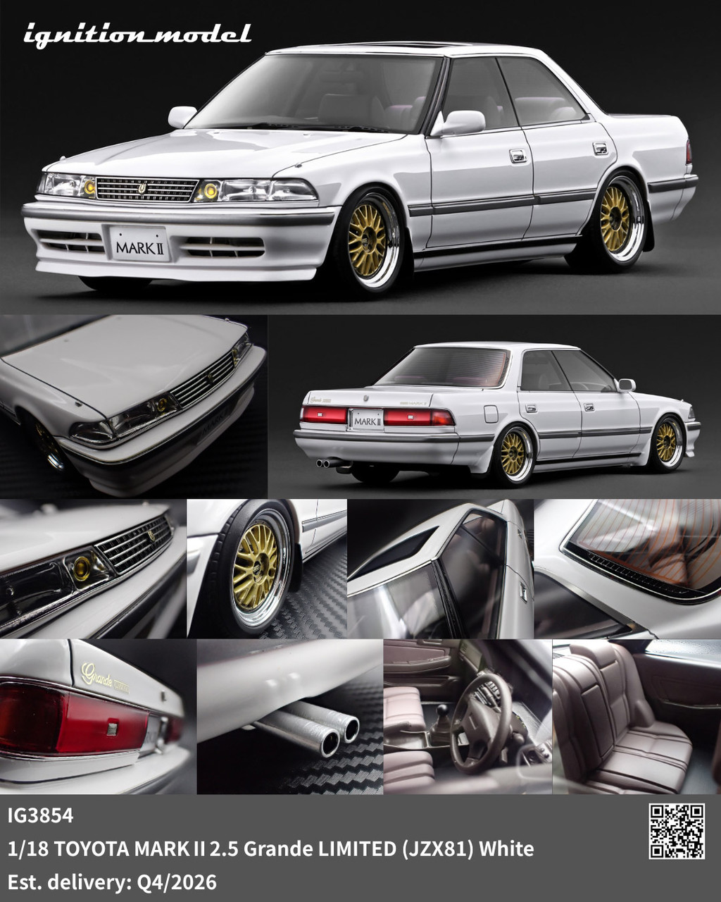 1/18 IG Ignition Toyota Mark II 2.5 Grande Limited (JZX81) (White