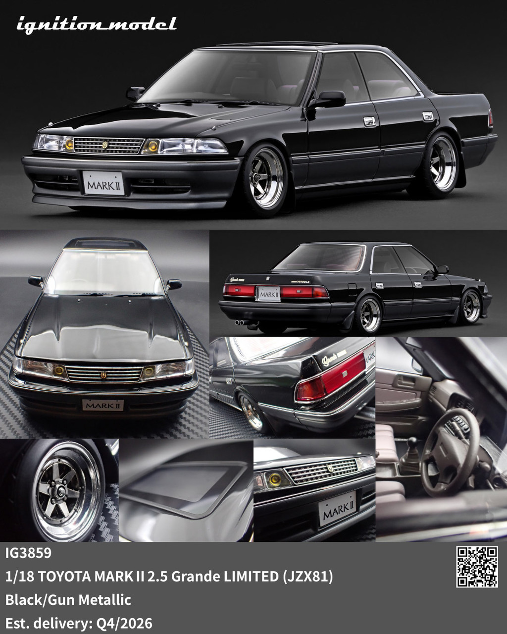 1/18 IG Ignition Toyota Mark II 2.5 Grande Limited (JZX81) (Black
