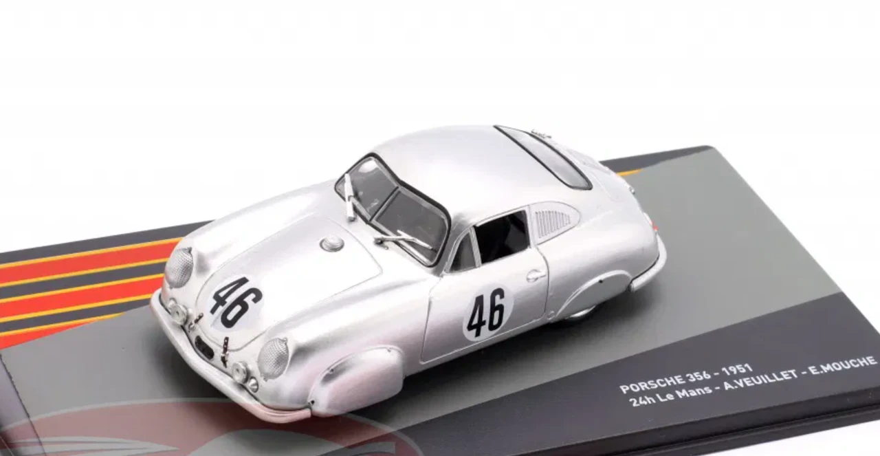 1/43 Altaya 1951 Porsche 356 #46 24h LeMans Porsche A.G. Auguste Veuillet, Edmond Mouche Car Model