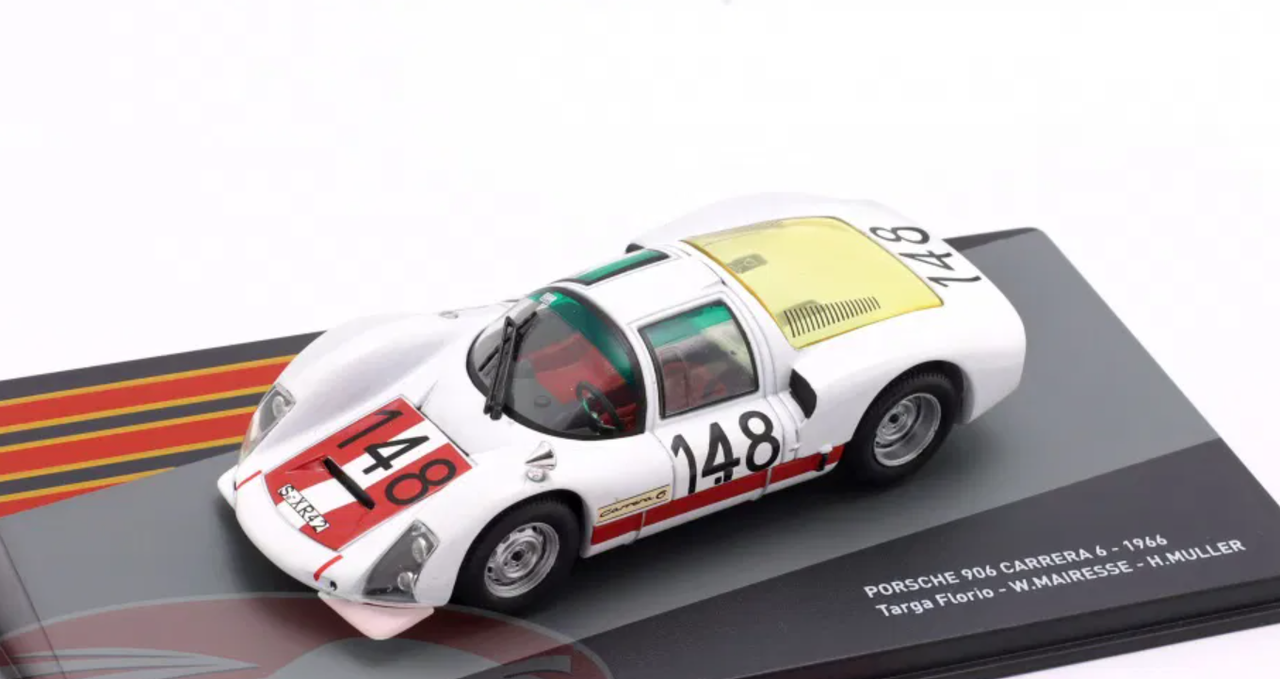 1/43 Altaya 1966 Porsche 906 Carrera 6 #148 Winner Targa Florio Scuderia Filipinetti/Porsche System Willy Mairesse, Herbert Müller Car Model
