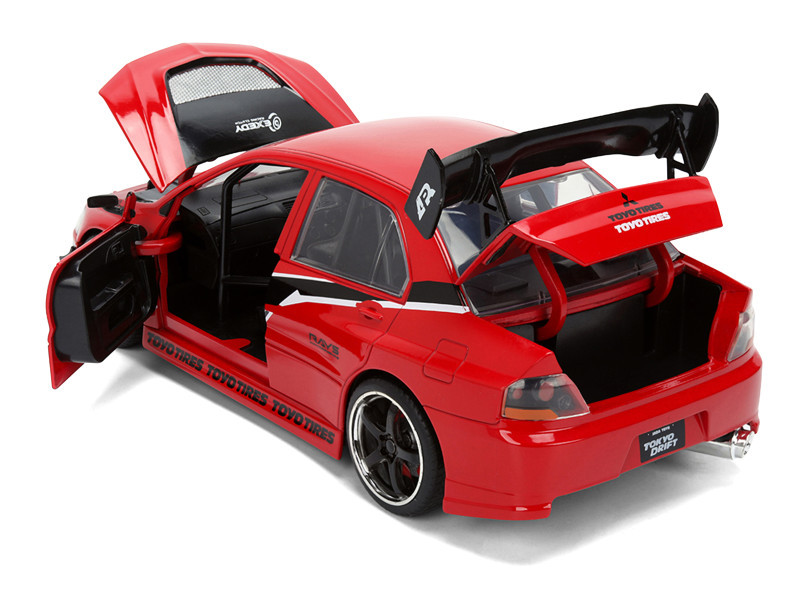 Sean's Mitsubishi Lancer Evolution IX RHD (Right Hand Drive) Red with Graphics "The Fast and the Furious: Tokyo Drift" (2006) Movie "Fast & Furious 25 Years" Series 1/24 Diecast Model Car by Jada