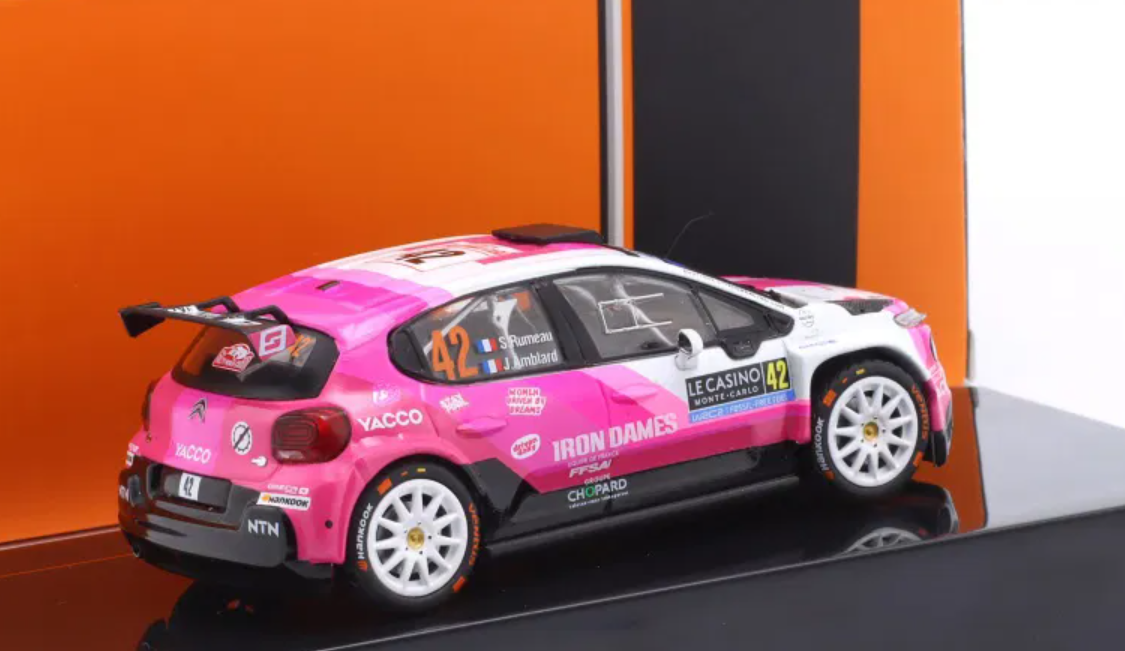 1/43 Ixo 2025 Citroen C3 Rally2 #42 Rallye Monte Carlo Sarrazin Motorsport - Iron Lynx Sarah Rumeau, Julie Amblard Diecast Car Model
