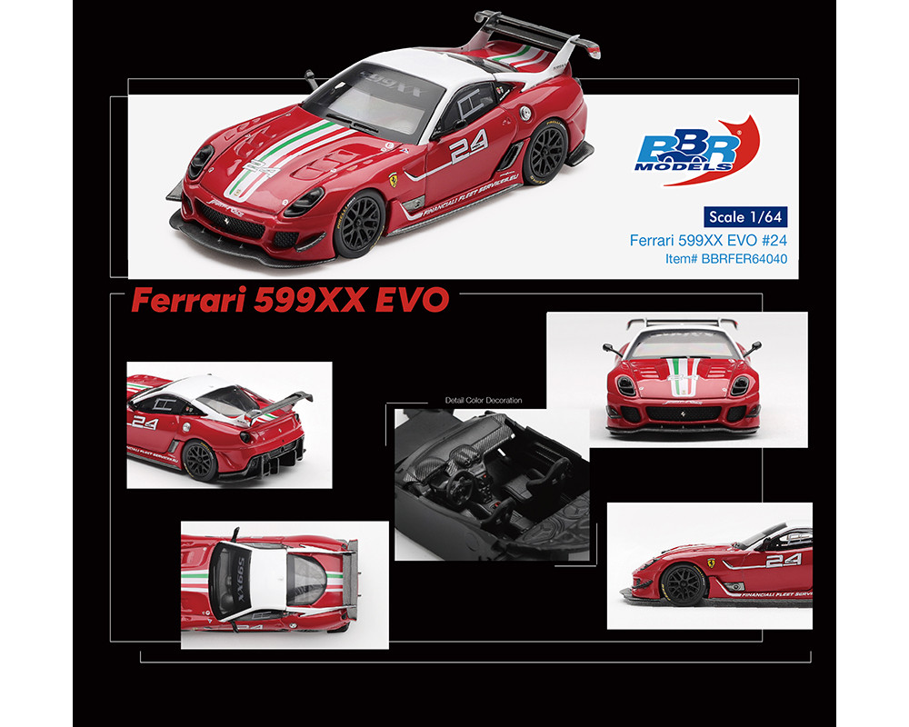 1/64 BBR Ferrari 599XX EVO #24 (Red) Car Model - LIVECARMODEL.com