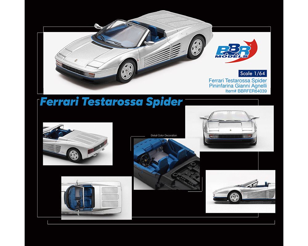 1/64 BBR Ferrari Testarossa Spider (Pininfarina Gianni Agnelli Silver) Car Model