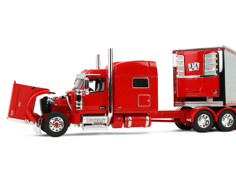 1/64 First Gear Peterbilt Model 589 with 78" Mid-Roof Sleeper & 53' Utility Trailer with Reefer (Blackjack Express LLC) Diecast Model