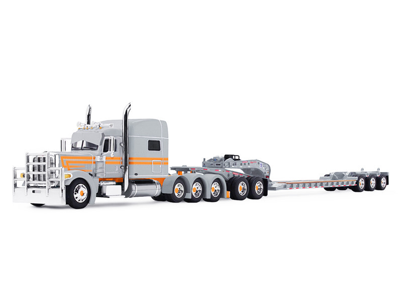1/64 First Gear Peterbilt Model 389 with 70" Mid-Roof Sleeper & Fontaine Magnitude Tri-Axle Lowboy Trailer with Jeep Diecast Model