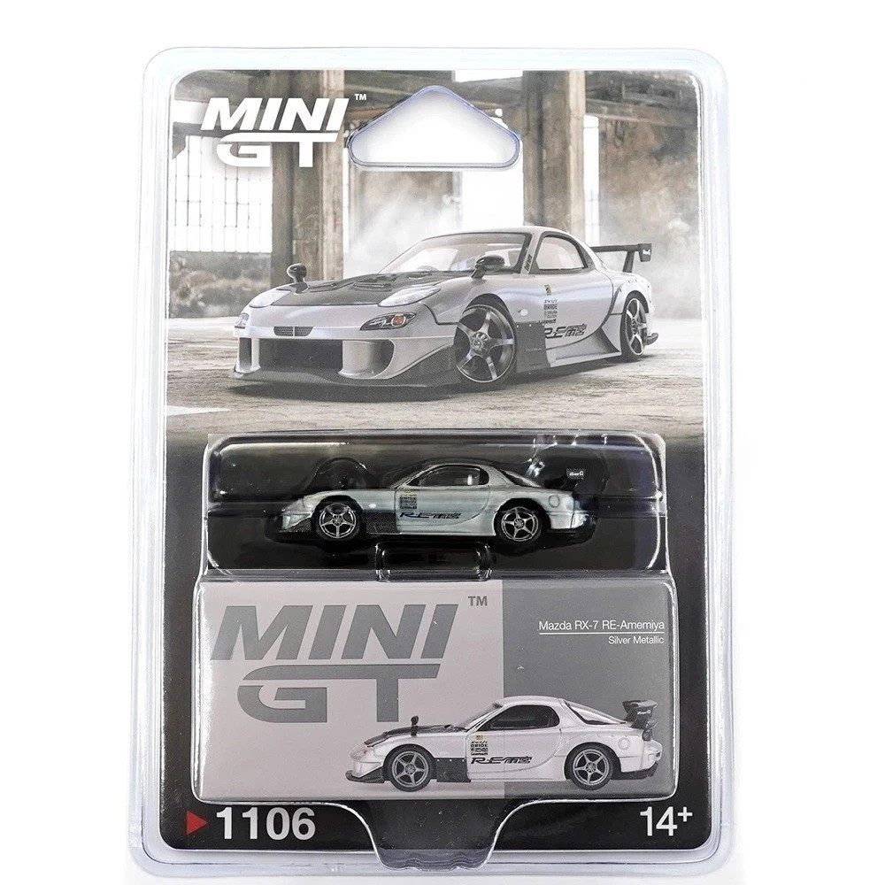CHASE CAR 1/64 Mini GT Mazda RX-7 RE-Amemiya (Chrome Silver) Diecast Car Model