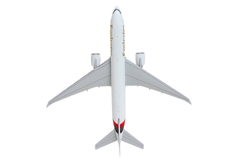 Boeing 777F Commercial Aircraft "Emirates SkyCargo" (A6-EFV) White with Striped Tail 1/400 Diecast Model by GeminiJets