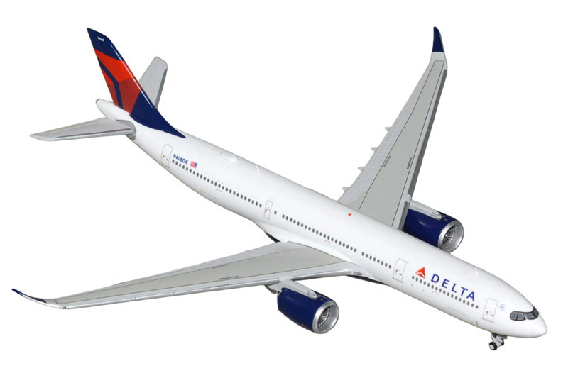 Airbus A330-900 Commercial Aircraft "Delta Air Lines" (N408DX) White with Red and Blue Tail 1/400 Diecast Model by GeminiJets