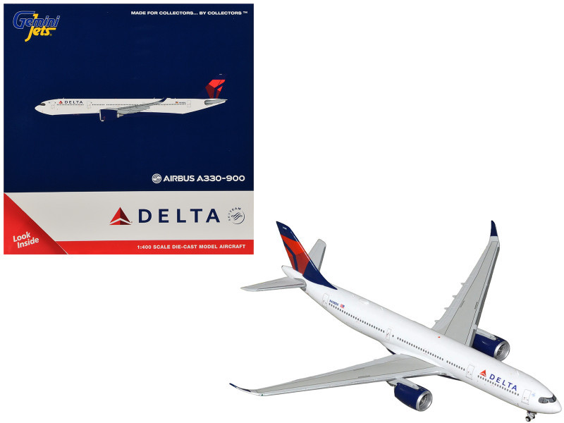 Airbus A330-900 Commercial Aircraft "Delta Air Lines" (N408DX) White with Red and Blue Tail 1/400 Diecast Model by GeminiJets