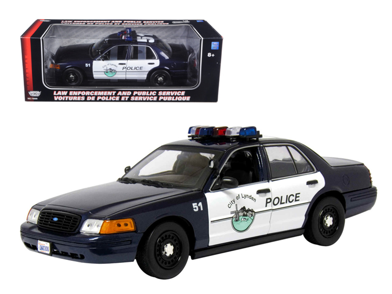 1/18 Motormax 2001 Ford Crown Victoria City of Lynden WA Police Car Diecast  Car Model