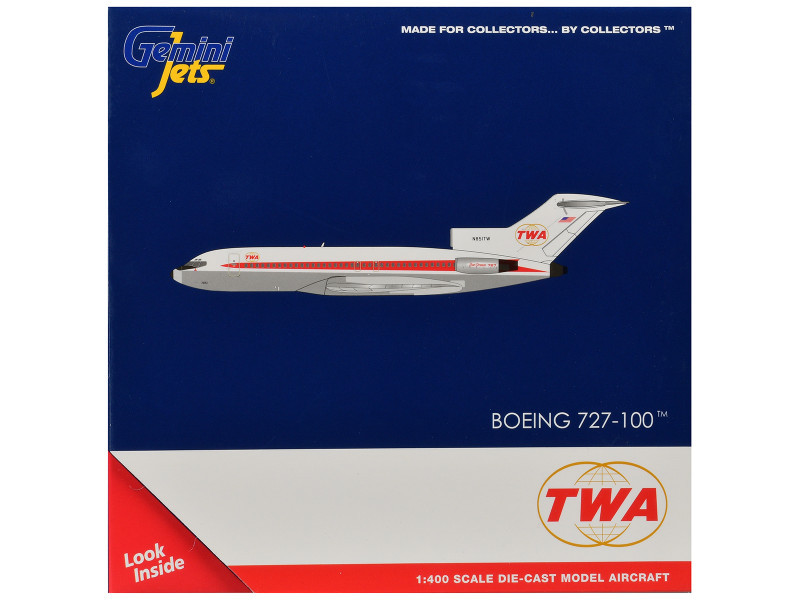 Boeing 727-100 Commercial Aircraft "Trans World Airlines" (N851TW) White with Red Stripes 1/400 Diecast Model by GeminiJets