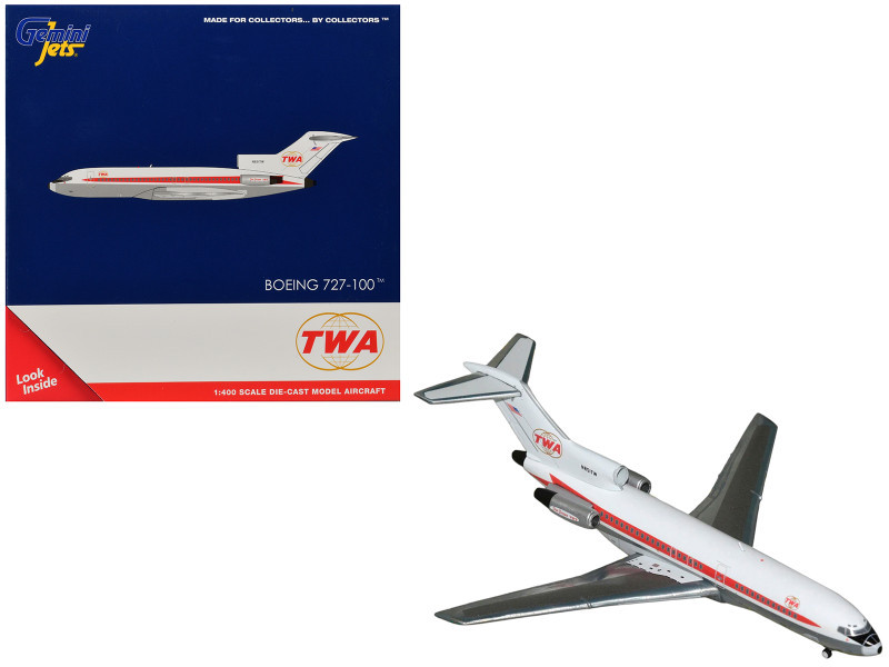 Boeing 727-100 Commercial Aircraft "Trans World Airlines" (N851TW) White with Red Stripes 1/400 Diecast Model by GeminiJets
