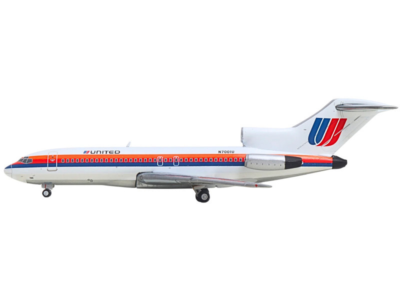 Boeing 727-100 Commercial Aircraft "United Airlines - Saul Bass Livery" (N7001U) White with Stripes 1/400 Diecast Model by GeminiJets